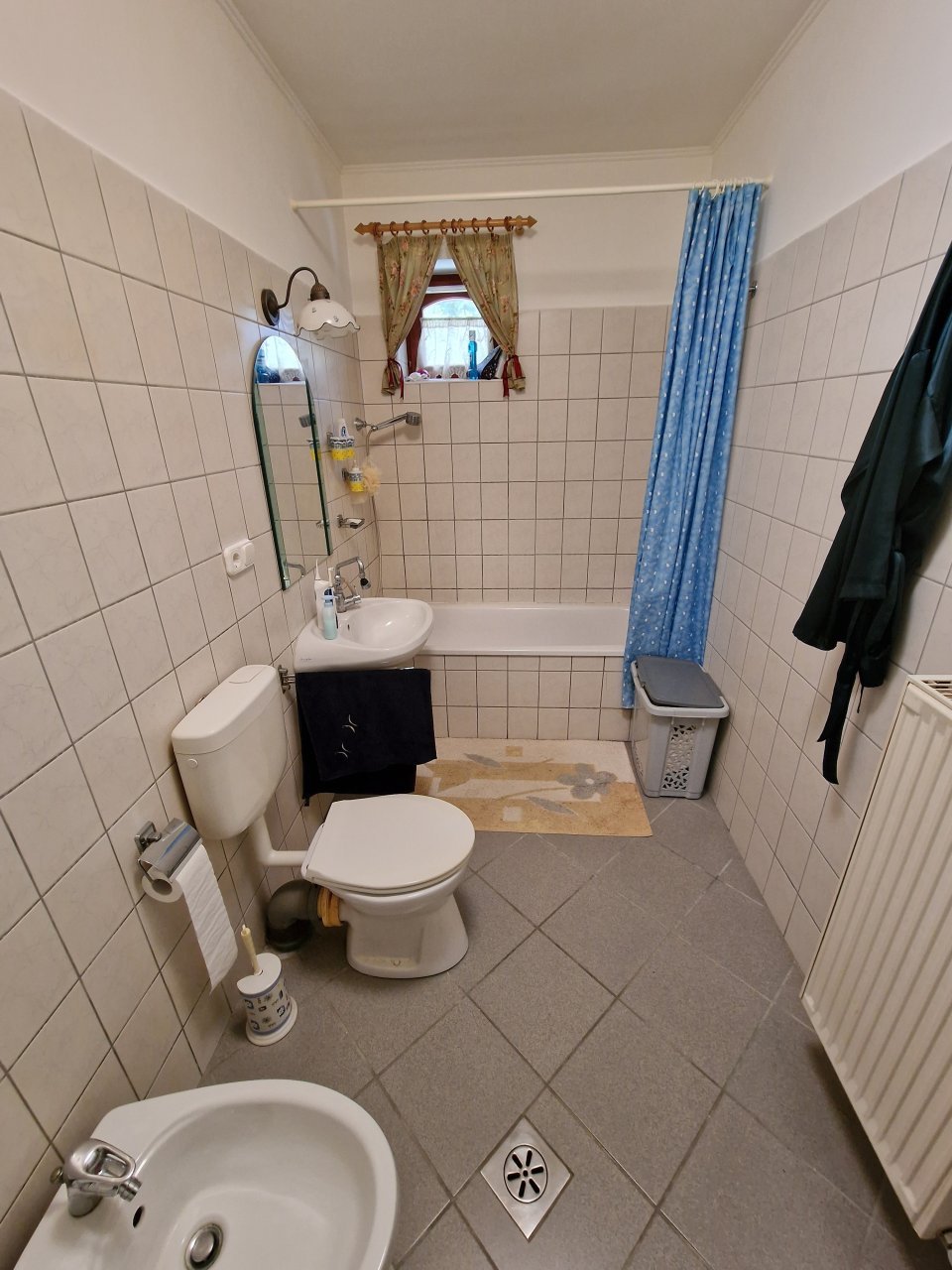 Lichtdurchflutetes Tageslicht-Badezimmer mit praktischer Raumaufteilung und Wannenkomfort