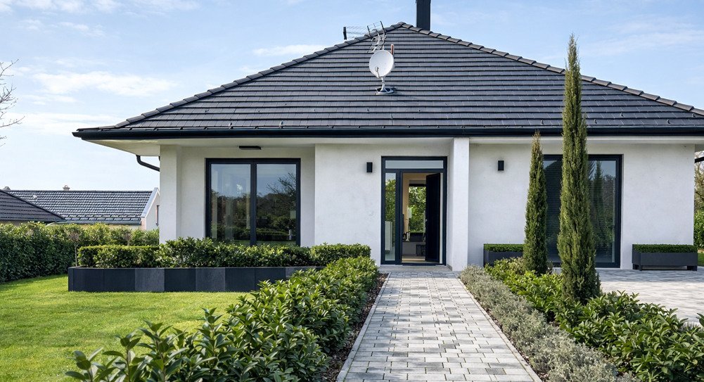 Moderne Architektur mit bodentiefen Fenstern und optimaler Raumöffnung zum Außenbereich